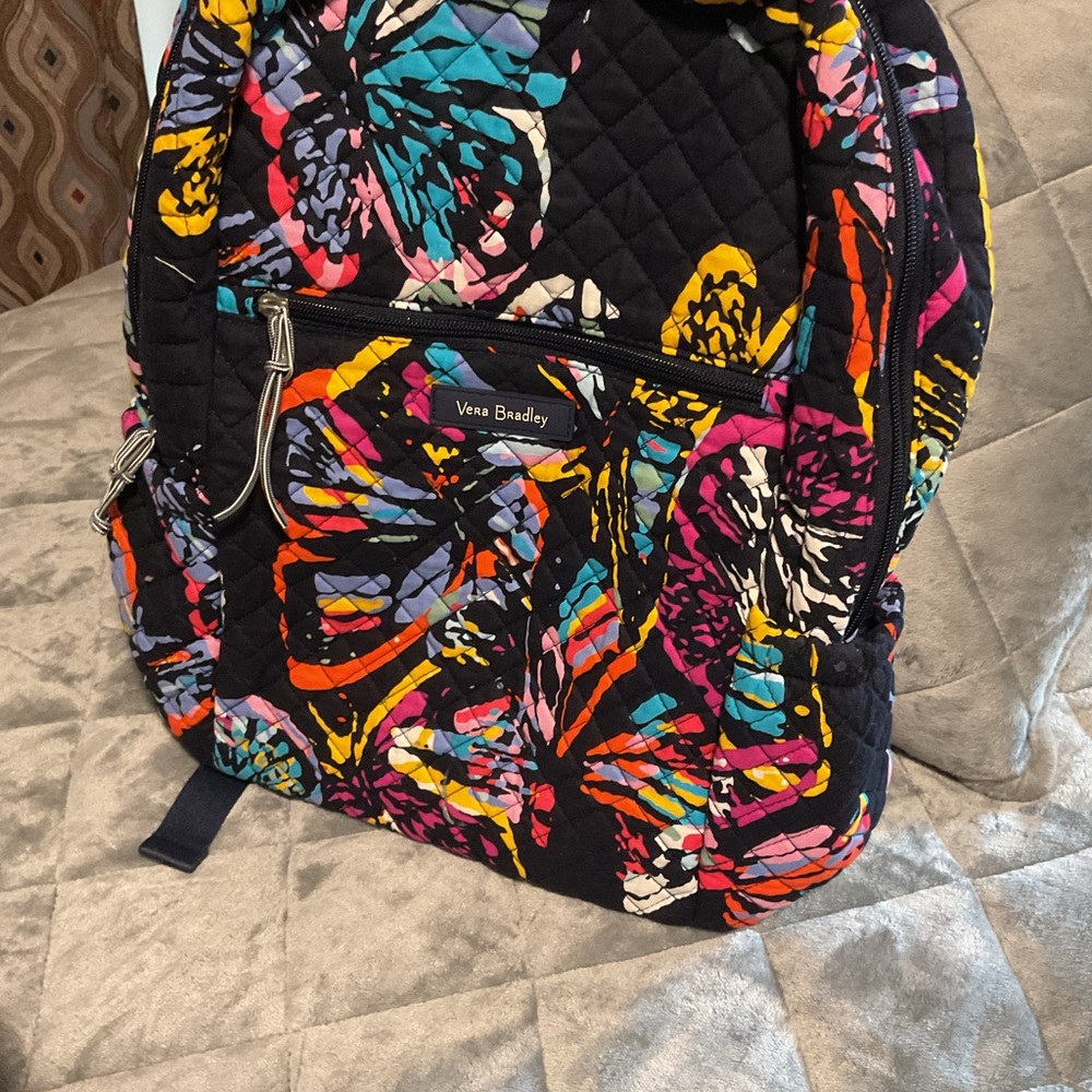 Vera Bradley Black Backpack with Colorful Butterfly Design